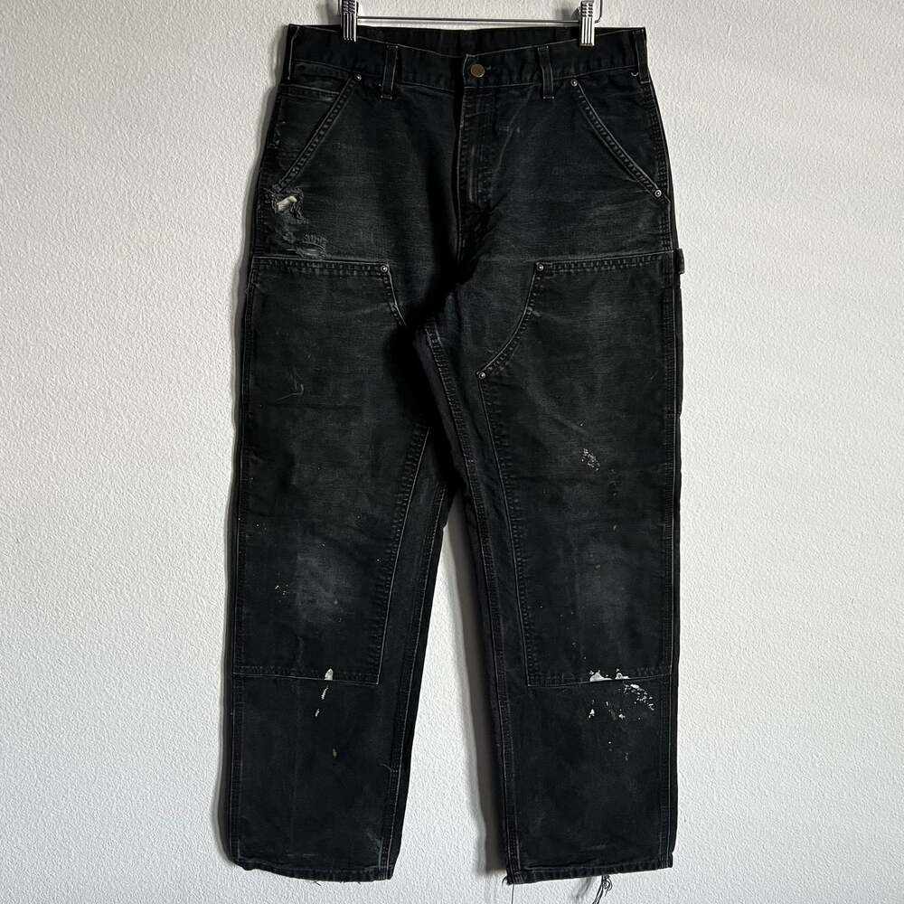 Carhartt B136 BLK faded black double knee carpenter pants